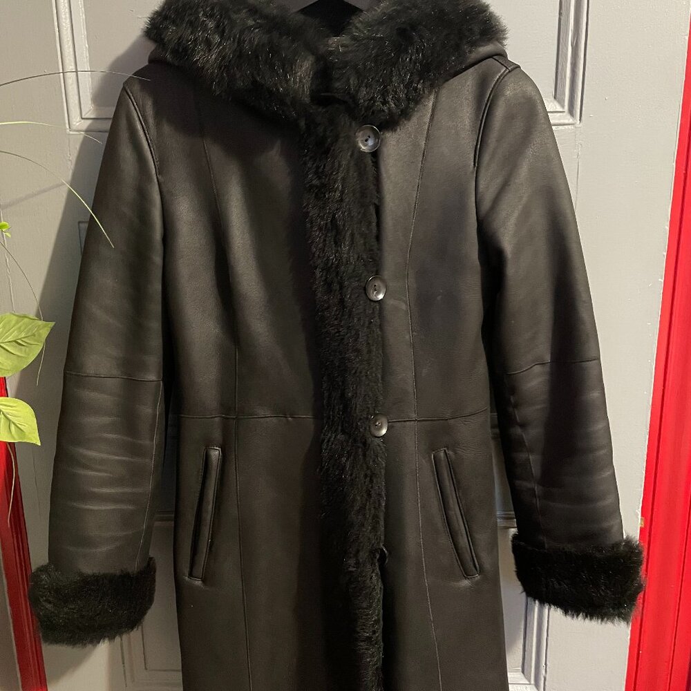 Black Sheepskin Winter Coat